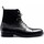 Chaussures Homme Patent Lace Up Brogue Military Boots GRAHAMS Noir