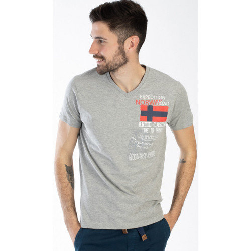Vêtements Homme T-shirts & Polos Geographical Norway T-shirt JIXI - col V - imprimé Gris