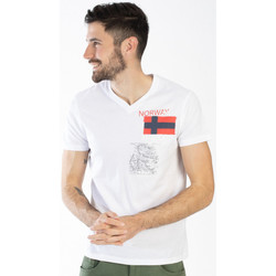 Vêtements Homme tommy hilfiger ivy cable sweater Geographical Norway T-shirt JIXI - col V - imprimé Blanc