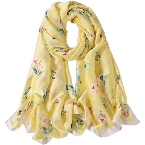 Accessoires textile Femme Echarpes / Etoles / Foulards Alberto Cabale Étole de Soie Yellow Flower Nana Jaune Jaune