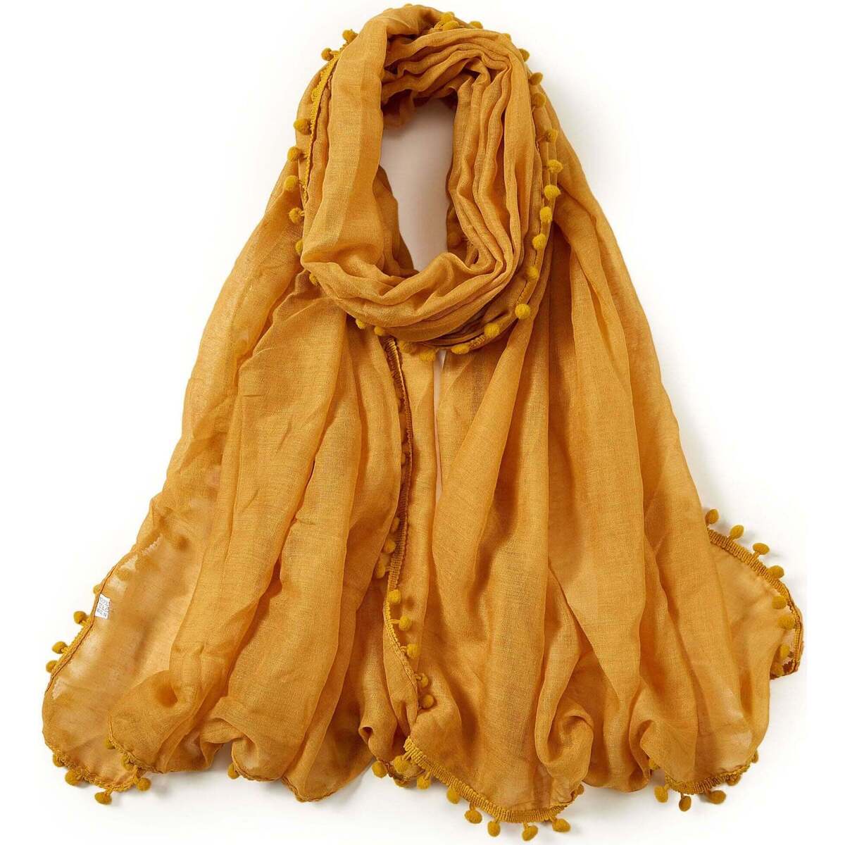Accessoires textile Femme Allée Du Foulard Chèche coton jaune or Elvia Corail Orange