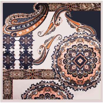 Accessoires textile Femme Echarpes / Etoles / Foulards Alberto Cabale Grand carré de Soie Brown Cream Zoé 