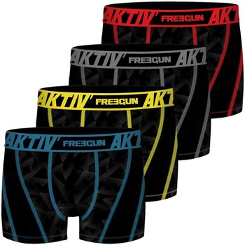 Sous-vêtements Homme Boxers Freegun Lot de 4 Boxers homme Aktiv surpiqûres colorées Noir