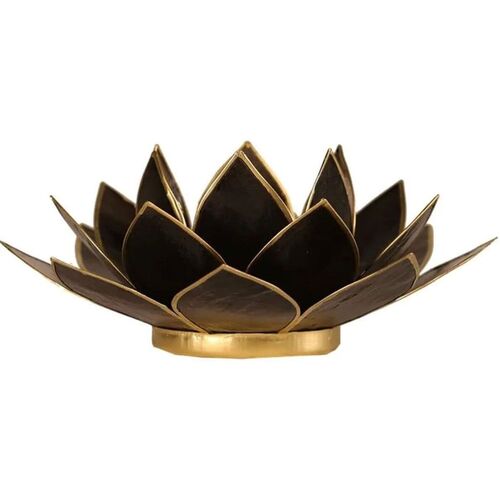 Maison & Déco Hip Hop Honour Phoenix Import Porte Bougie Fleur de Lotus noir et or Noir