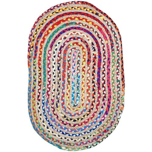 Art of Soule Tapis Signes Grimalt Tapis Ovale multicolore en jute et coton 55 x 85 cm Multicolore