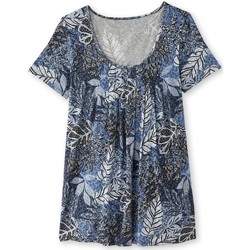 Vêtements Femme T-shirts & Polos Charmance by Daxon - Tunique maille avec plis imprimbleu