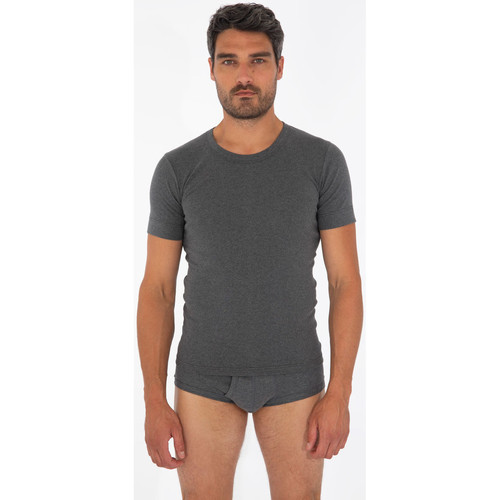 Vêtements Armor Lux T-shirt en coton peigné Gris Chiné (Brown Coal) - Vêtements T-shirts manches courtes Homme 26 