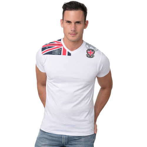 Vêtements Homme en 4 jours garantis Geographical Norway T-shirt - col V Blanc