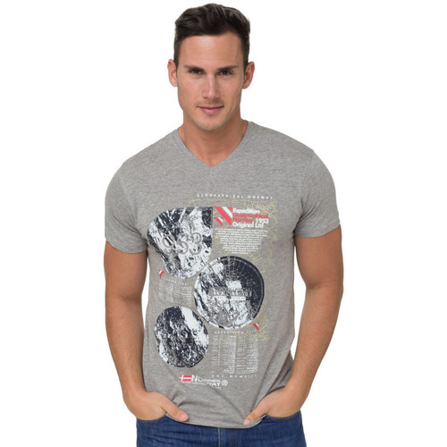 Vêtements Homme T-shirts & Polos Geographical Norway T-shirt - col v Gris