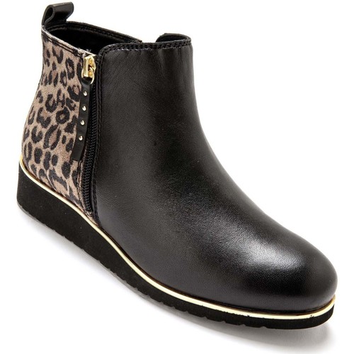 Bottines Pediconfort Boots avec double glissière noirfaonlopard - Chaussures Bottine Femme 117 