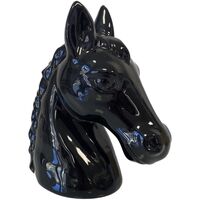 Statue En Résine Noire Statuettes et figurines Cadoons Tirelire en forme de buste de cheval noir Noir