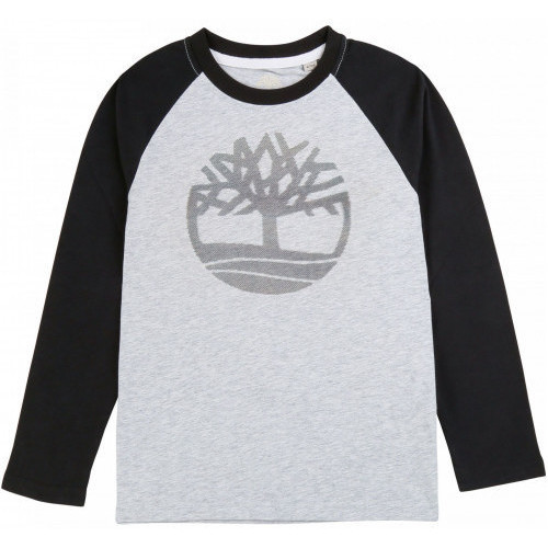 Vêtements Enfant Sweat Coton Col à Capuche Timberland Tee-shirt junior  raglan gris et noir - 10 ANS Gris