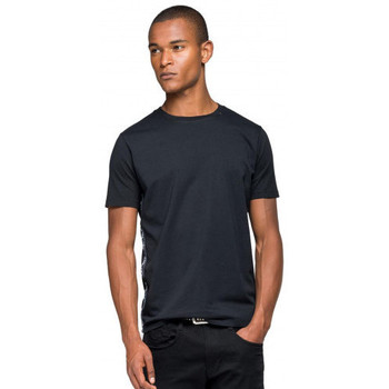 Vêtements Homme T-shirts & Polos Replay Tee shirt homme  noir à bande Noir