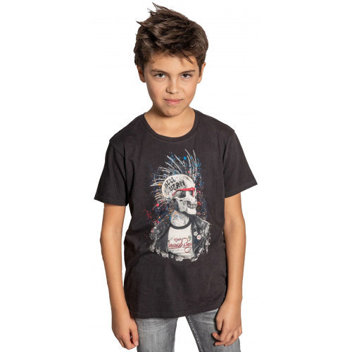 Vêtements Enfant Tapis de bain Deeluxe Tee-shirt junior  noir  ENFIELDON S20-188B - 10 ANS Noir