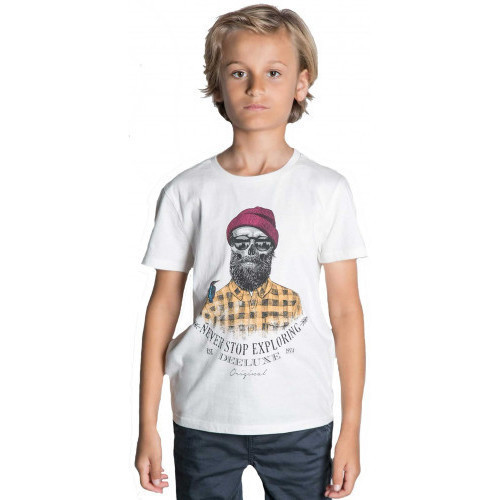 Vêtements Enfant Paniers / boites et corbeilles Deeluxe Tee shirt junior Hypster  TELLSON blanc - 10 ANS Blanc