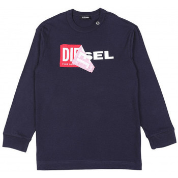 Vêtements Enfant T-shirts short-sleeved & Polos Diesel Tee-shirt junior  bleu manche longue - 10 ANS Bleu