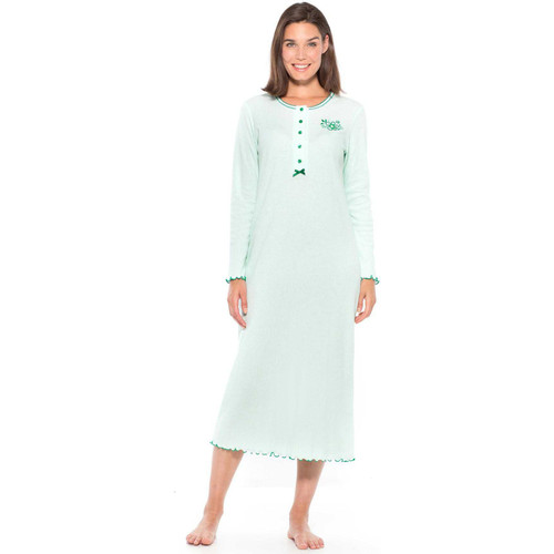 Vêtements Femme Pyjamas / Chemises de nuit Daxon by  - Chemise de nuit longue coton Vert