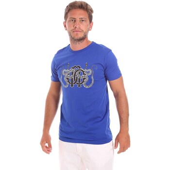 Vêtements Homme T-shirts manches courtes Roberto Cavalli HST66B Bleu