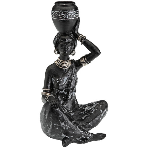 Maison & Déco Arthur & Aston Versa Décoration femme africaine porteuse d'eau assise Noir