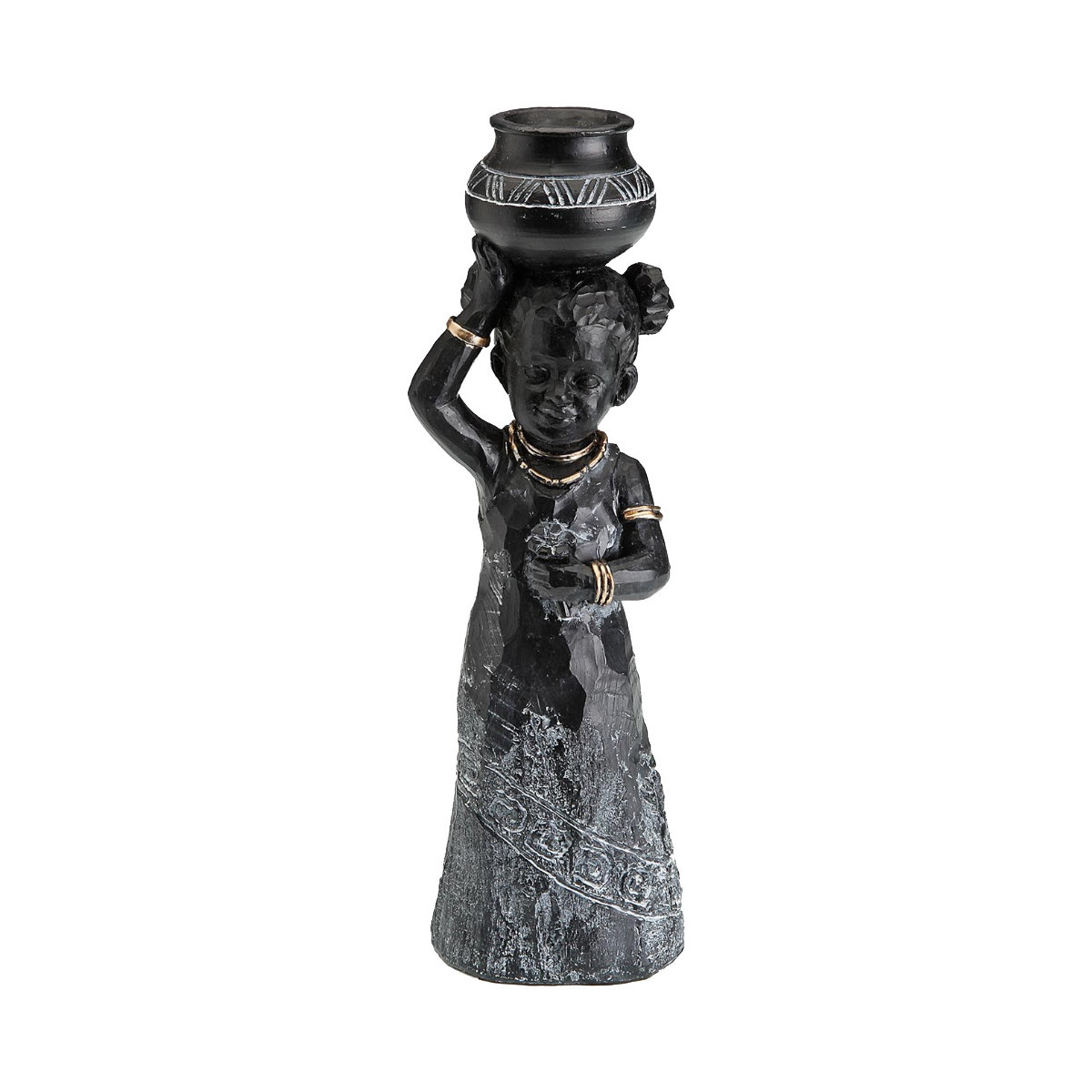 Maison & Déco Statuettes et figurines Versa Statuette décorative fillette africaine 25.5 cm Noir