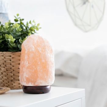 Maison & Déco Suivi de commande Silumen Lampe de sel + support en bois - Orange