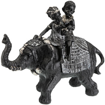 Le Bebé Enfant Statuettes et figurines Versa Décoration Africaine - Elephant et enfants Noir