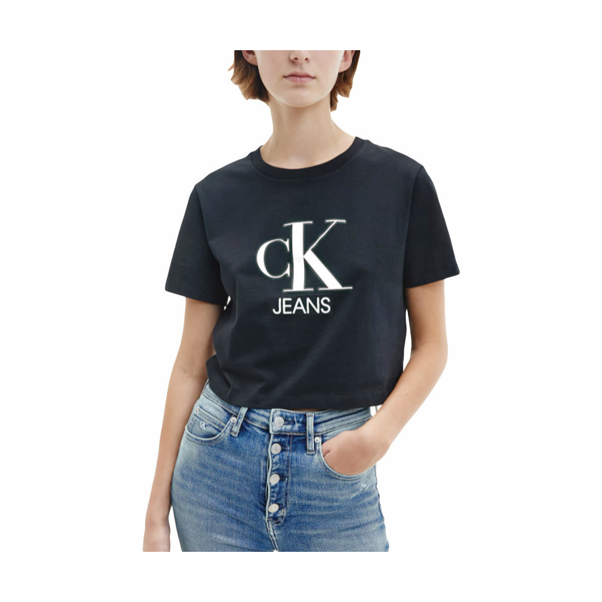 Vêtements Femme T-shirts manches courtes Calvin Klein Jeans Classic front logo Noir