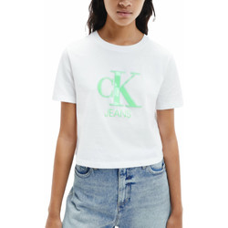 Vêtements Femme T-shirts manches courtes Calvin Klein Jeans Front logo relief Blanc
