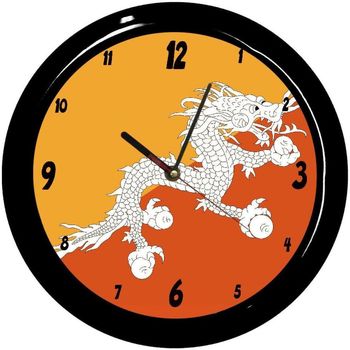 Maison & Déco Horloges Pays Du Monde Pendule ronde Bhoutan Cbkreation Orange