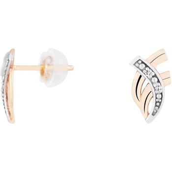 Montres & Bijoux Femme Boucles d'oreilles Cleor Boucles d'oreilles  en Or 375/1000 Bicolore et Diamant Blanc
