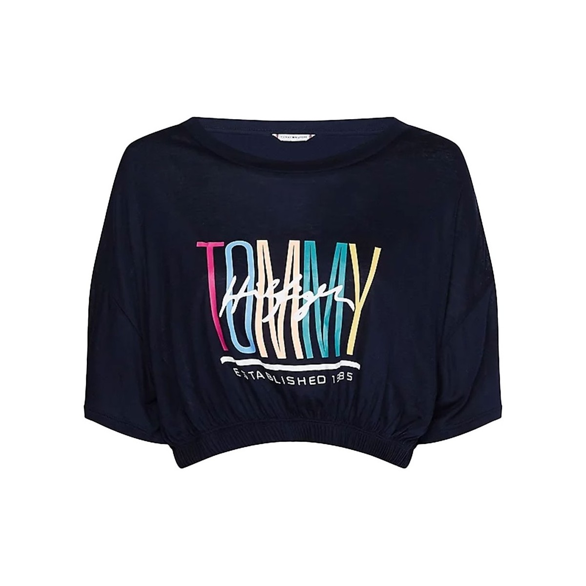 Vêtements Femme T-shirts & Polos Tommy Hilfiger T shirt crop top Tommy Jeans Ref 53401 DW5 marine Bleu