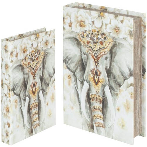 Maison & Déco Paniers / boites et corbeilles Signes Grimalt Boîtes De Livres D'Éléphants Set 2U Multicolore