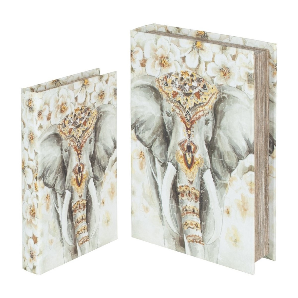 Maison & Déco Paniers / boites et corbeilles Signes Grimalt Boîtes De Livres D'Éléphants Set 2U Multicolore