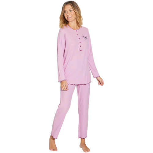 Vêtements Femme Pyjamas / Chemises de nuit Daxon by  - Pyjama Shorts longues coton Violet