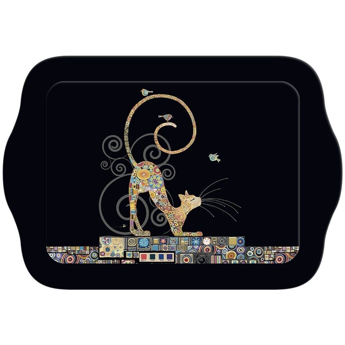 Maison & Déco Vides poches Kiub Mini plateau noir rectangulaire BUG ART JEWELS - Chat Klimt Noir