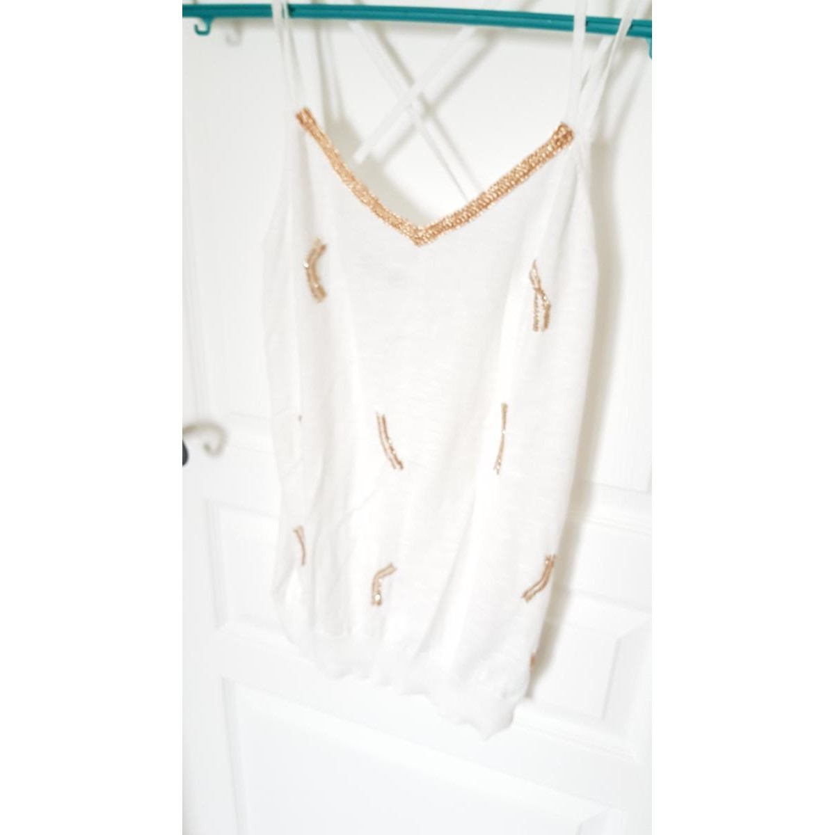 Vêtements Femme sweatshirt med elefanttryk Top blanc détails pailletés dorés Blanc