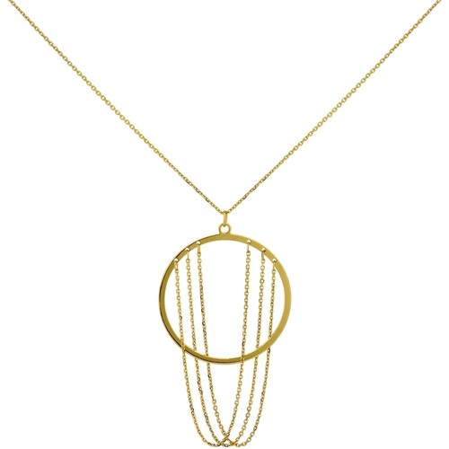 Montres & Bijoux Femme Colliers / Sautoirs Brillaxis Collier  cercle 25mm chaines pendantes Jaune