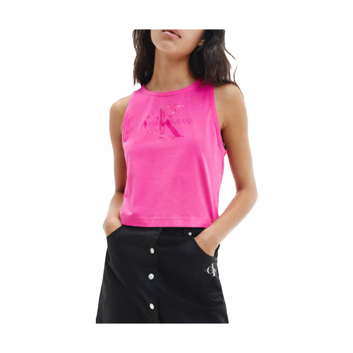 Vêtements Femme Débardeurs / T-shirts sans manche Calvin Klein Jeans Logo brillant Rose