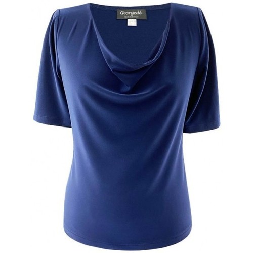 Vêtements Femme Top Cassie En Jersey Imprimé Georgedé Top Lara Col Bénitier Bleu Marine Bleu