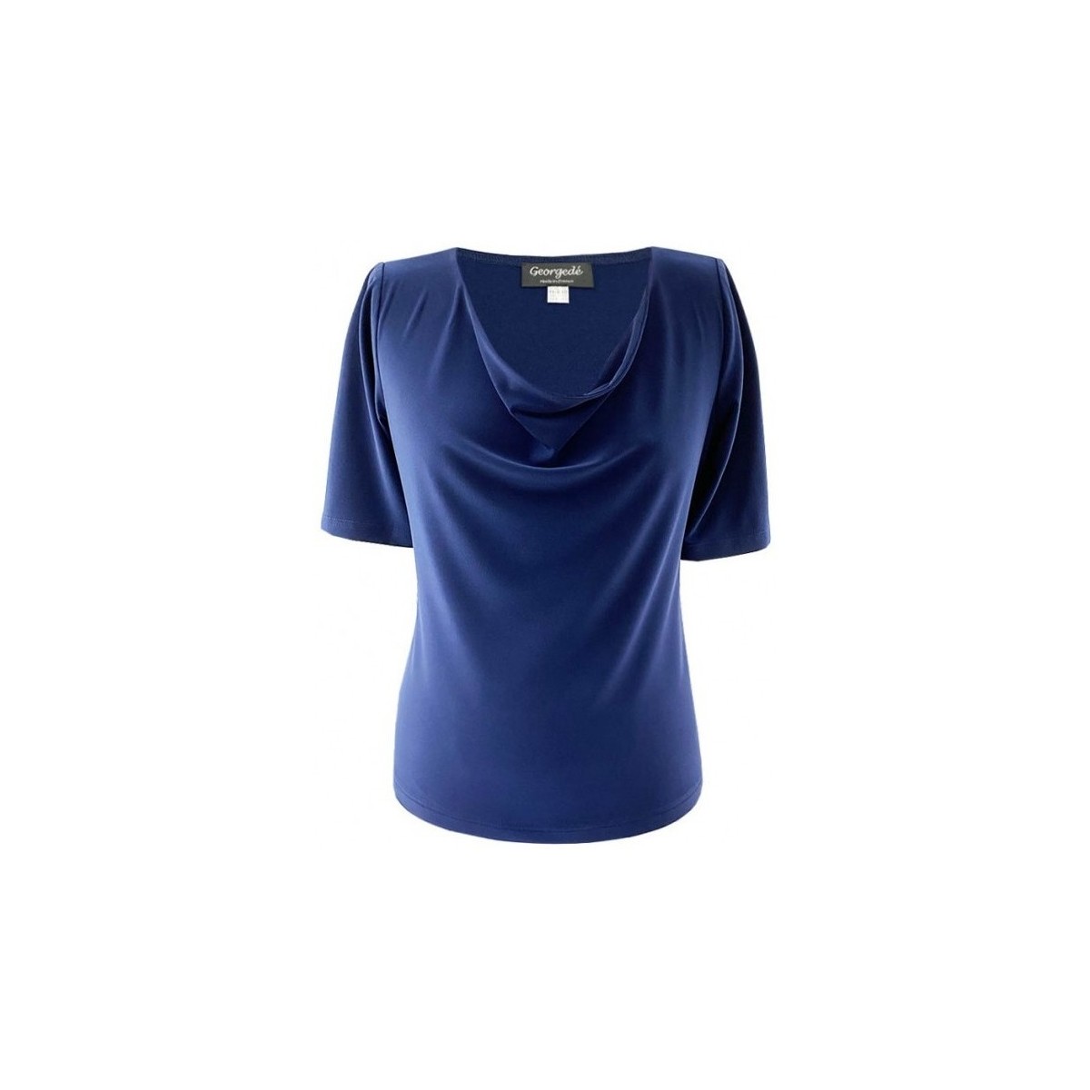Vêtements Femme Tops / Blouses Georgedé Top Lara Col Bénitier Bleu Marine Bleu