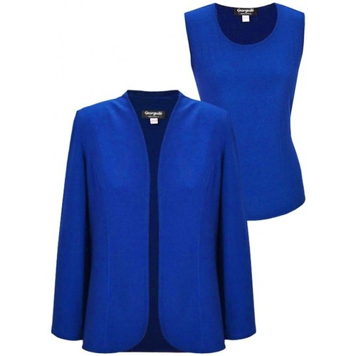 Vêtements Femme Vestes Georgedé Twinset Léa Uni Top et Veste Bleu Royal Bleu