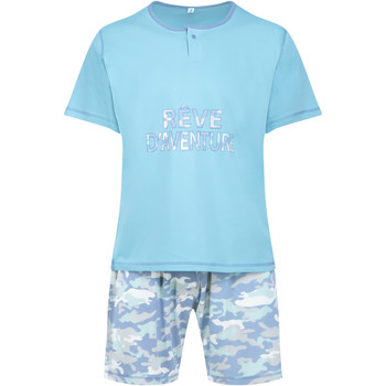 Vêtements Homme Pyjamas / Chemises de nuit Christian Cane Pyjama court coton Megaaventure Bleu clair