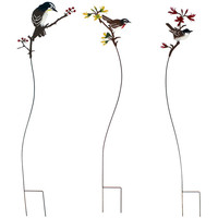Maison & Déco Statuettes et figurines La Grande Prairie Set de 3 tuteurs oiseaux sur branches 20x93cm Rouille patiné