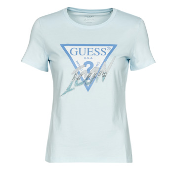 Vêtements Femme T-shirts manches courtes Guess SS CN ICON TEE Bleu