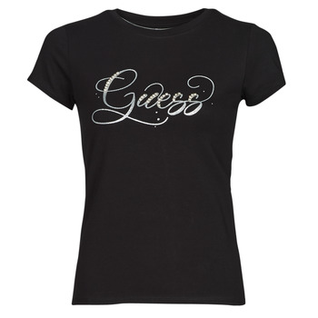 Vêtements Femme T-shirts manches courtes Guess SS GLITZY LOGO R4 Noir
