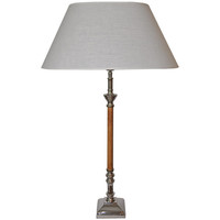 Maison & Déco Lampes à poser La Grande Prairie Lampe carré chic chrome bois  45x79cm Beige