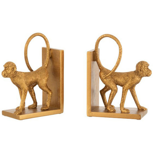 Maison & Déco Statuettes et figurines Jolipa Serre-livres singes dorés 31x9x24cm Doré