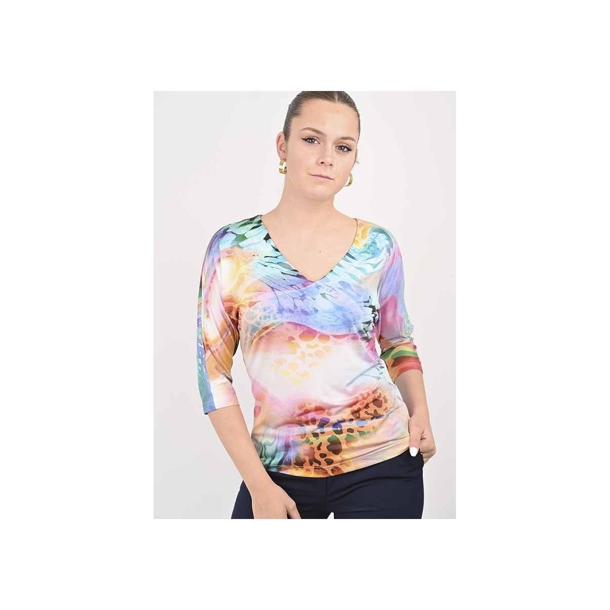 Vêtements Femme Tops / Blouses Georgedé Top Maïana en Jersey Imprimé Multicolore Multicolore