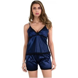 Vêtements Femme Pyjamas / Chemises de nuit Kebello Ensemble pyjashort fines bretelles en satin Bleu F Bleu