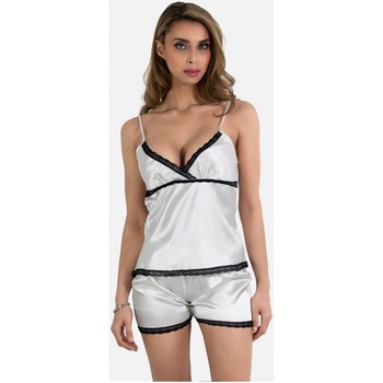 Vêtements Femme Pyjamas / Chemises de nuit Kebello Ensemble pyjashort fines bretelles en satinF Blanc S Blanc